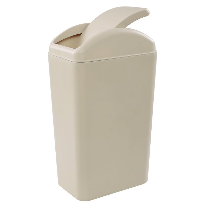 Obstnny Slim Plastic Trash Can for Narrow Spaces at Home or Office, Khaki. - Image 5